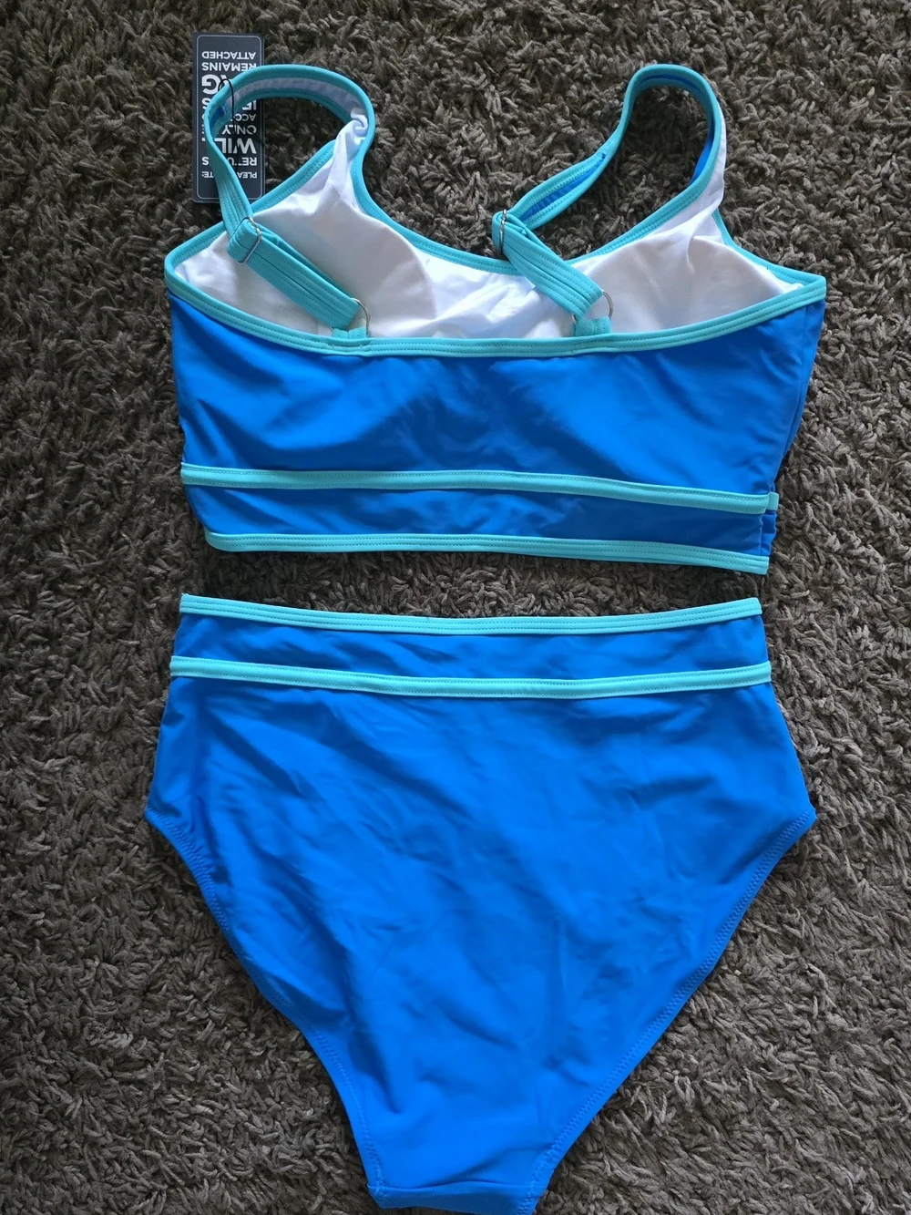 Blooming Jelly. Turquoise Trim Blue High-Waist Bikini Set. Size Medium. NWT.